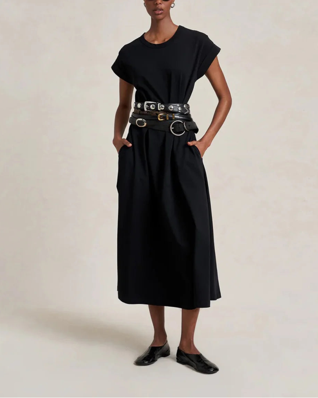 LA LIGNE Andie dress black on figure front