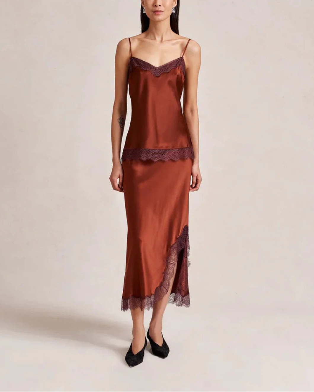 LA LIGNE demi camisole rust on figure front