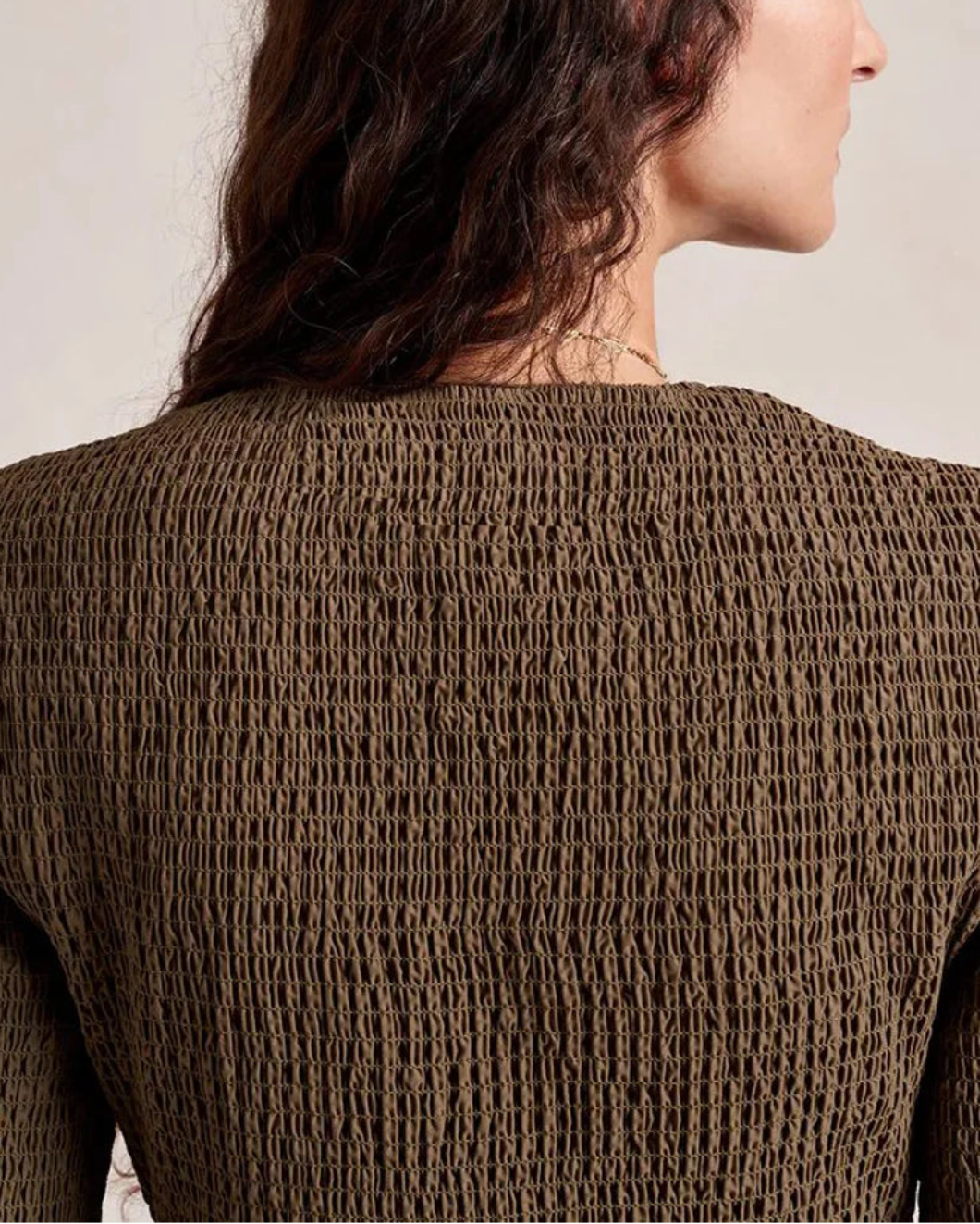 LA LIGNE jodi dress caper on figure back detail