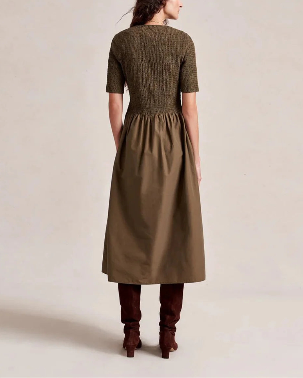 LA LIGNE jodi dress caper on figure back