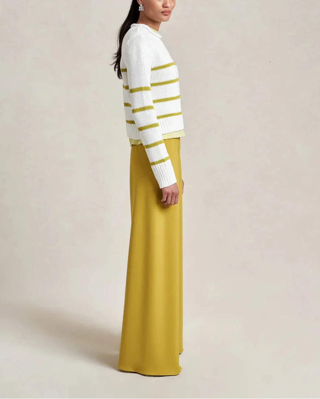LA LIGNE mini marina sweater cream / key lime on figure side