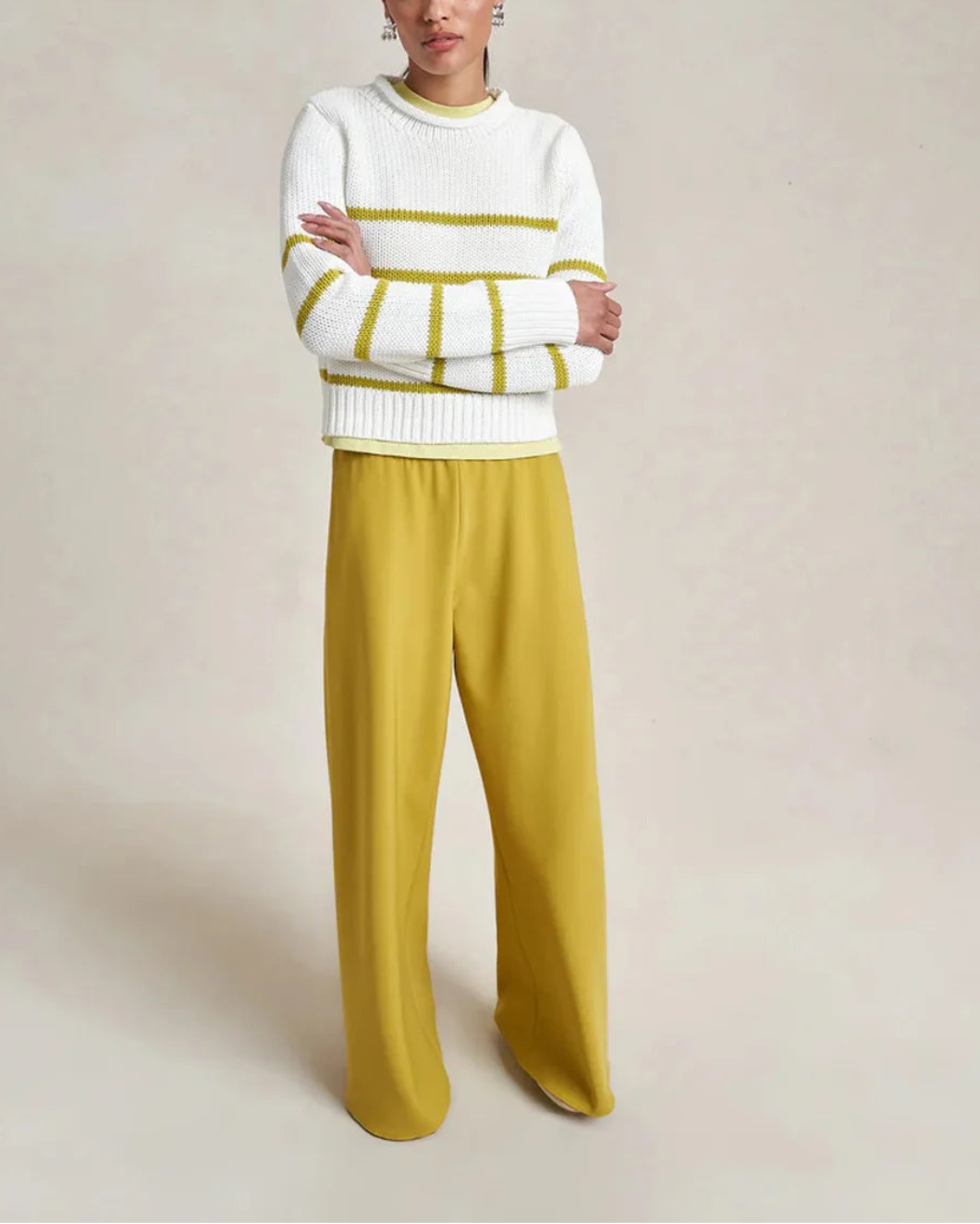 LA LIGNE mini marina sweater cream / key lime on figure front