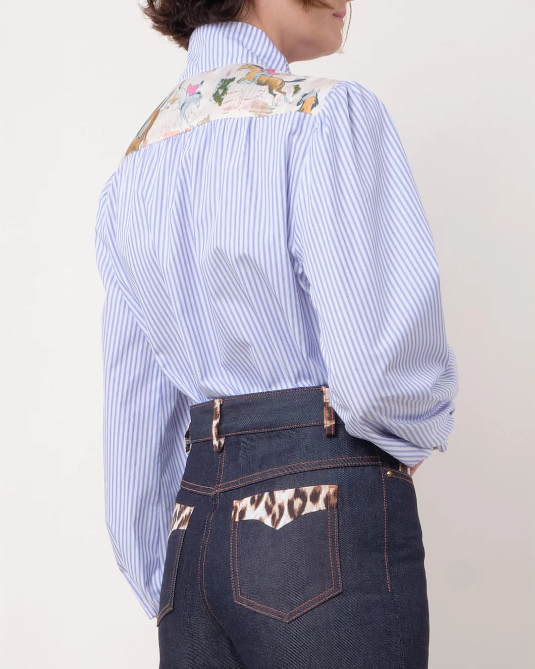 LA PRESTIC OUISTON francoise top blue white on figure back