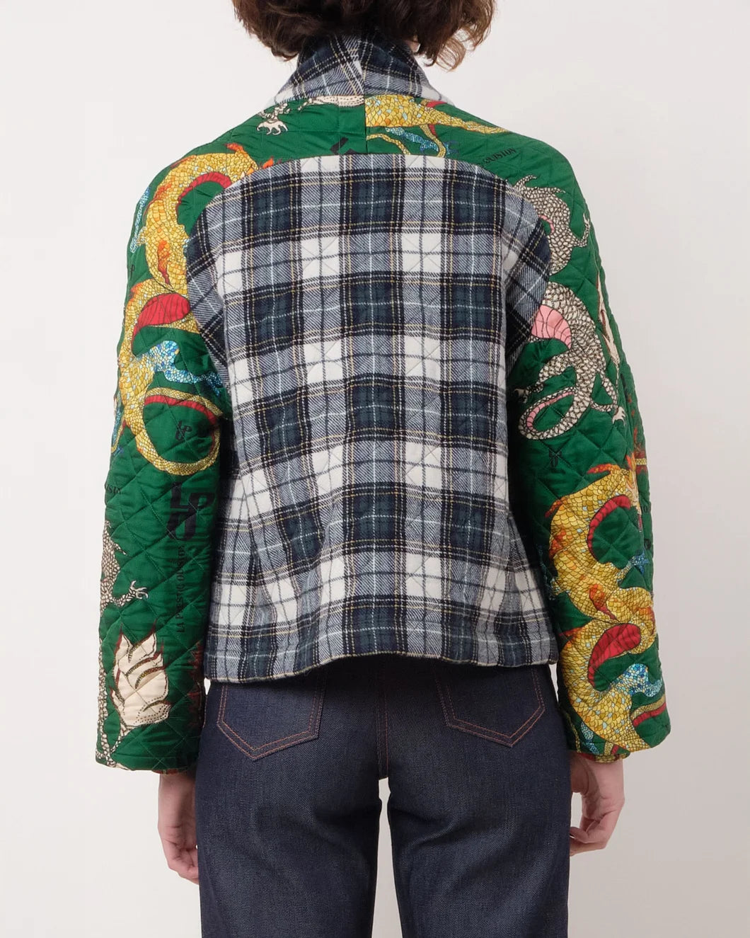 LA PRESTIC OUISTON mini mela jacket tartan dragon on figure back