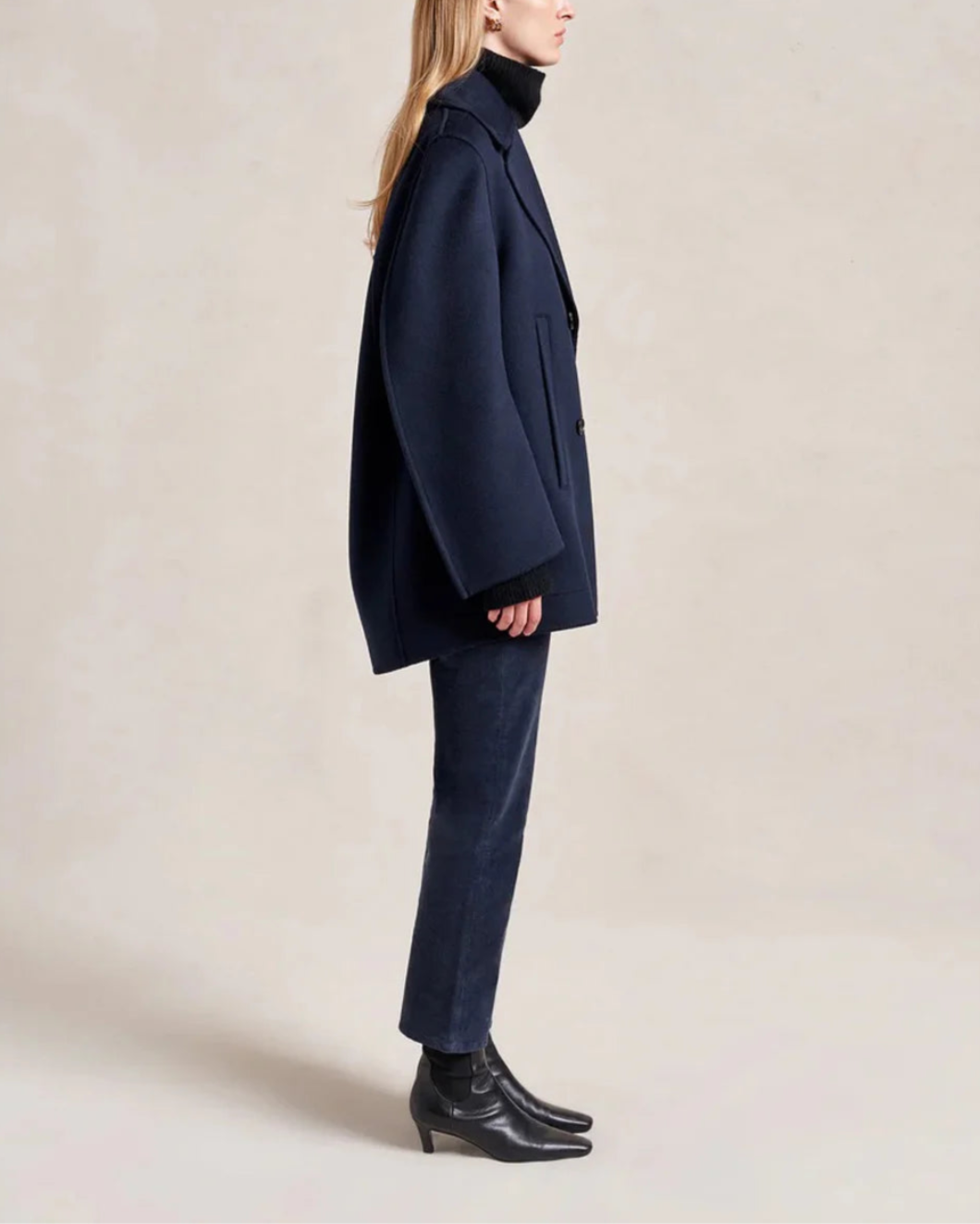 LALIGNE michael peacoat navy blue on figure side