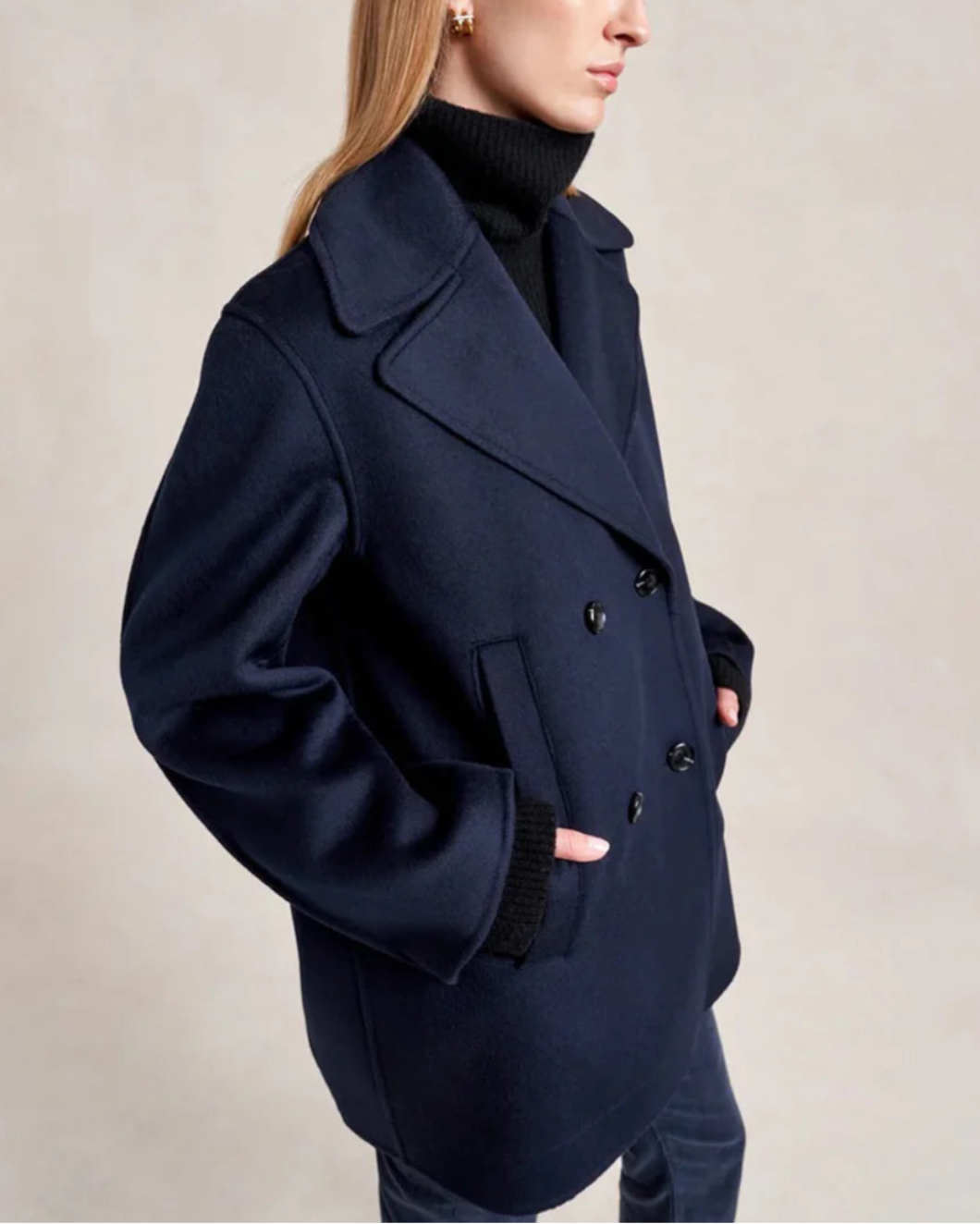 LALIGNE michael peacoat navy blue on figure side