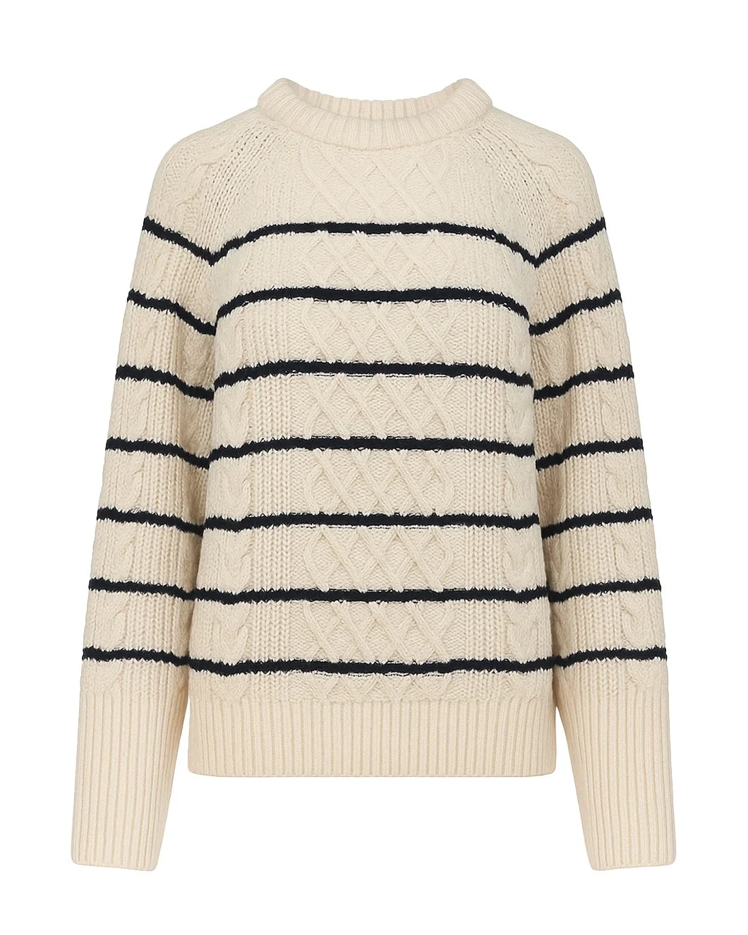 LA LIGNE Angus Sweater Cream Navy front isolated