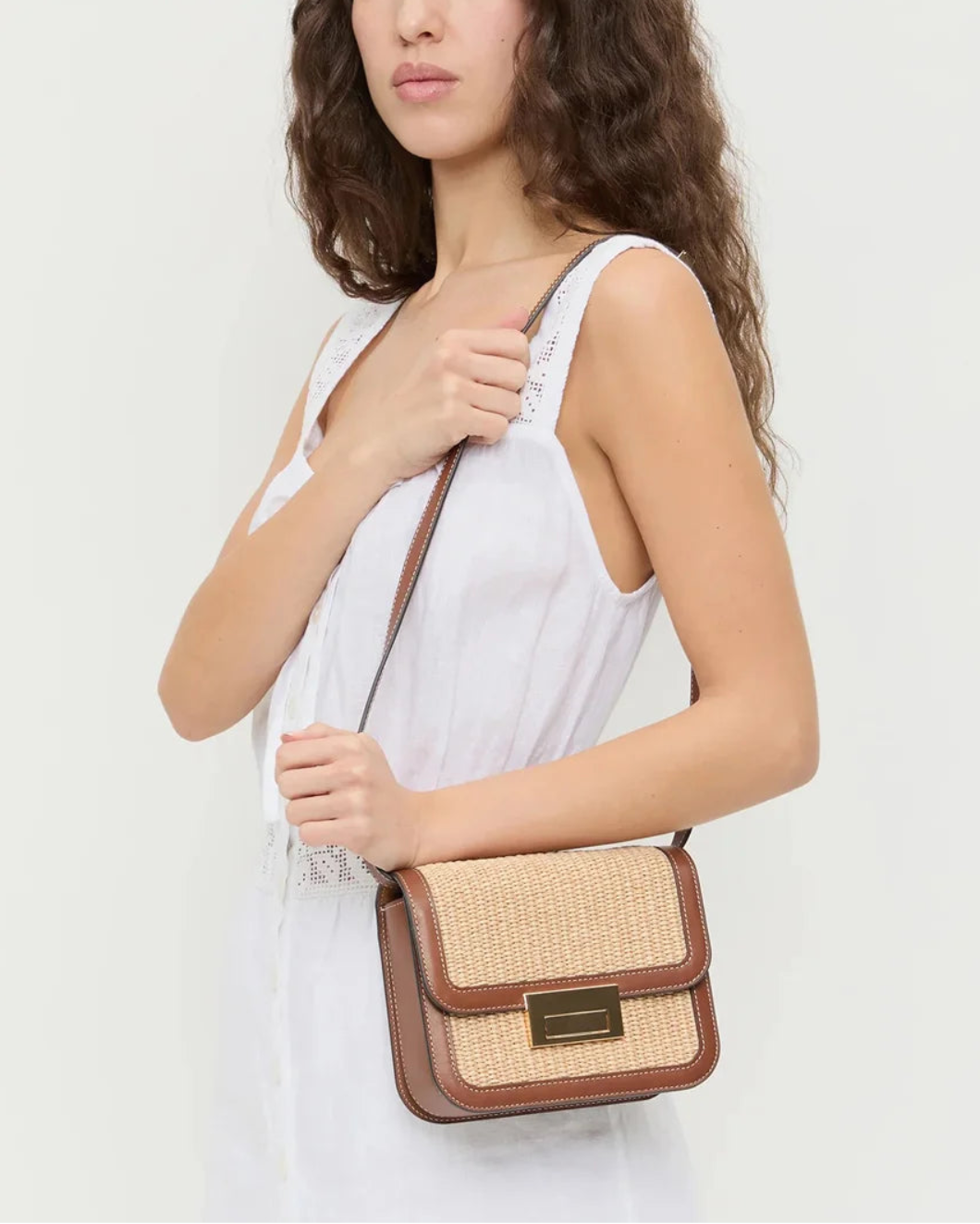 LOEFFLER RANDALL Desi Crossbody with Lock Hardware on figure ront