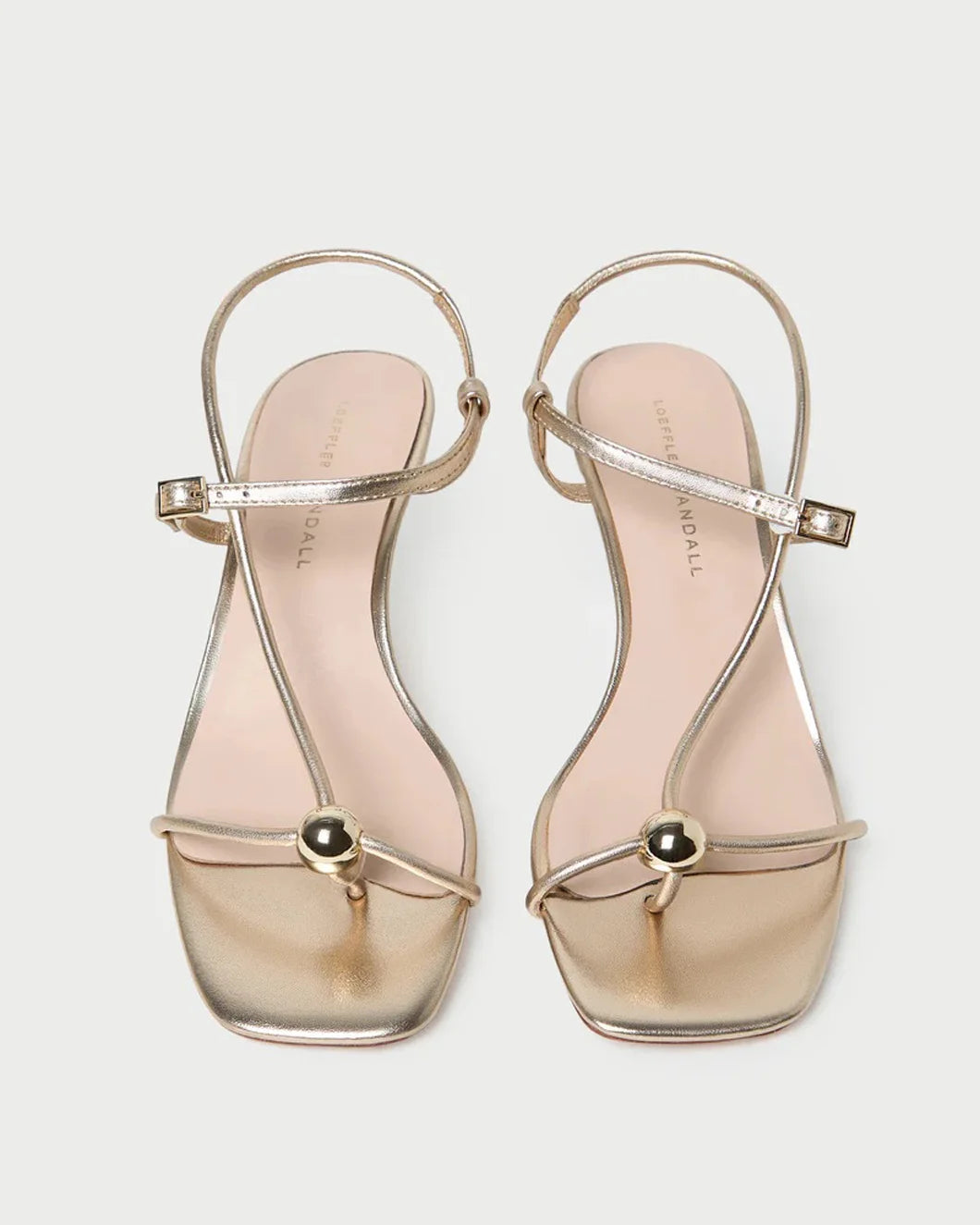 LOEFFLER RANDALL Triana Champagne Leather Mid−Heel Sandal front