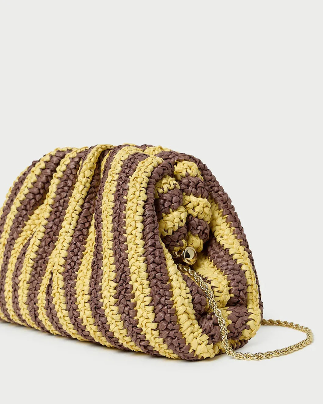 LOEFFLER RANDALL bailey brown white stripe dome clutch side 2