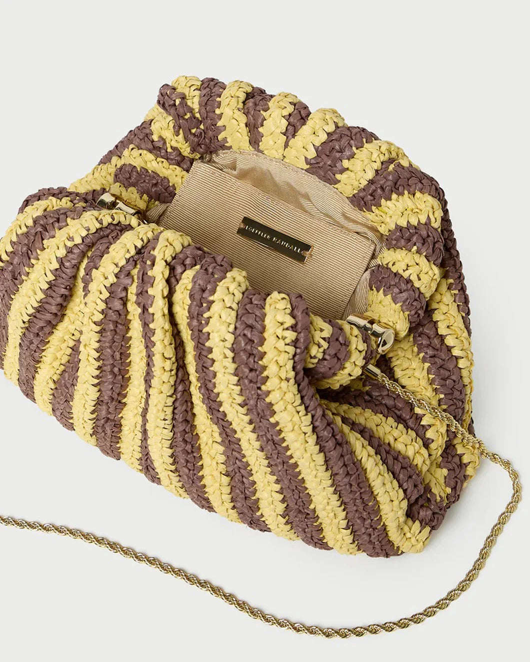 LOEFFLER RANDALL bailey brown white stripe dome clutch side detail