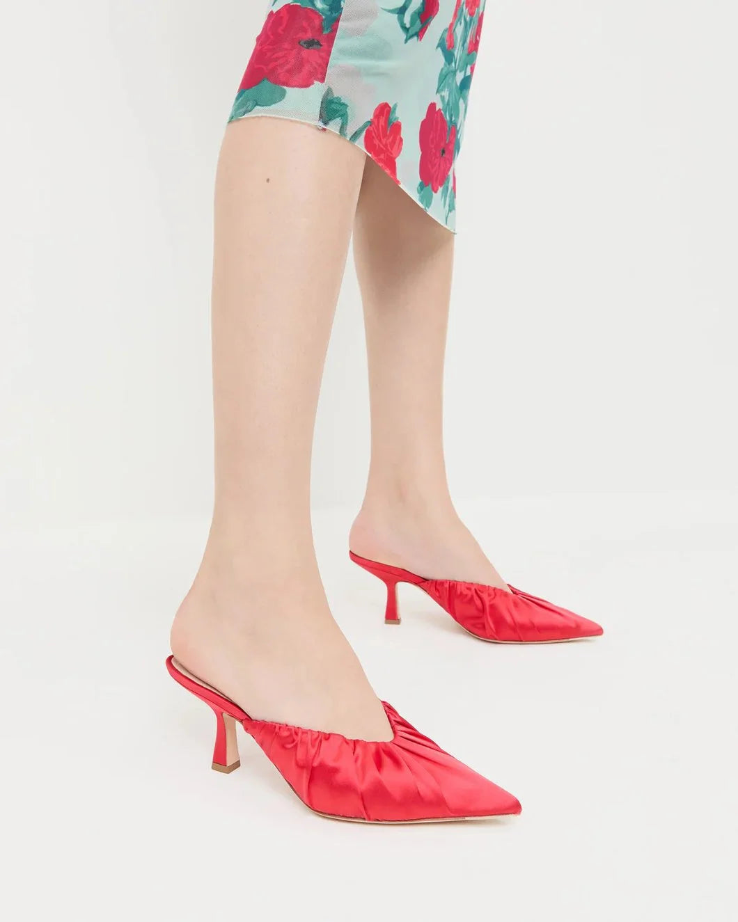 Loeffler Randall inez smocked mule red on figure