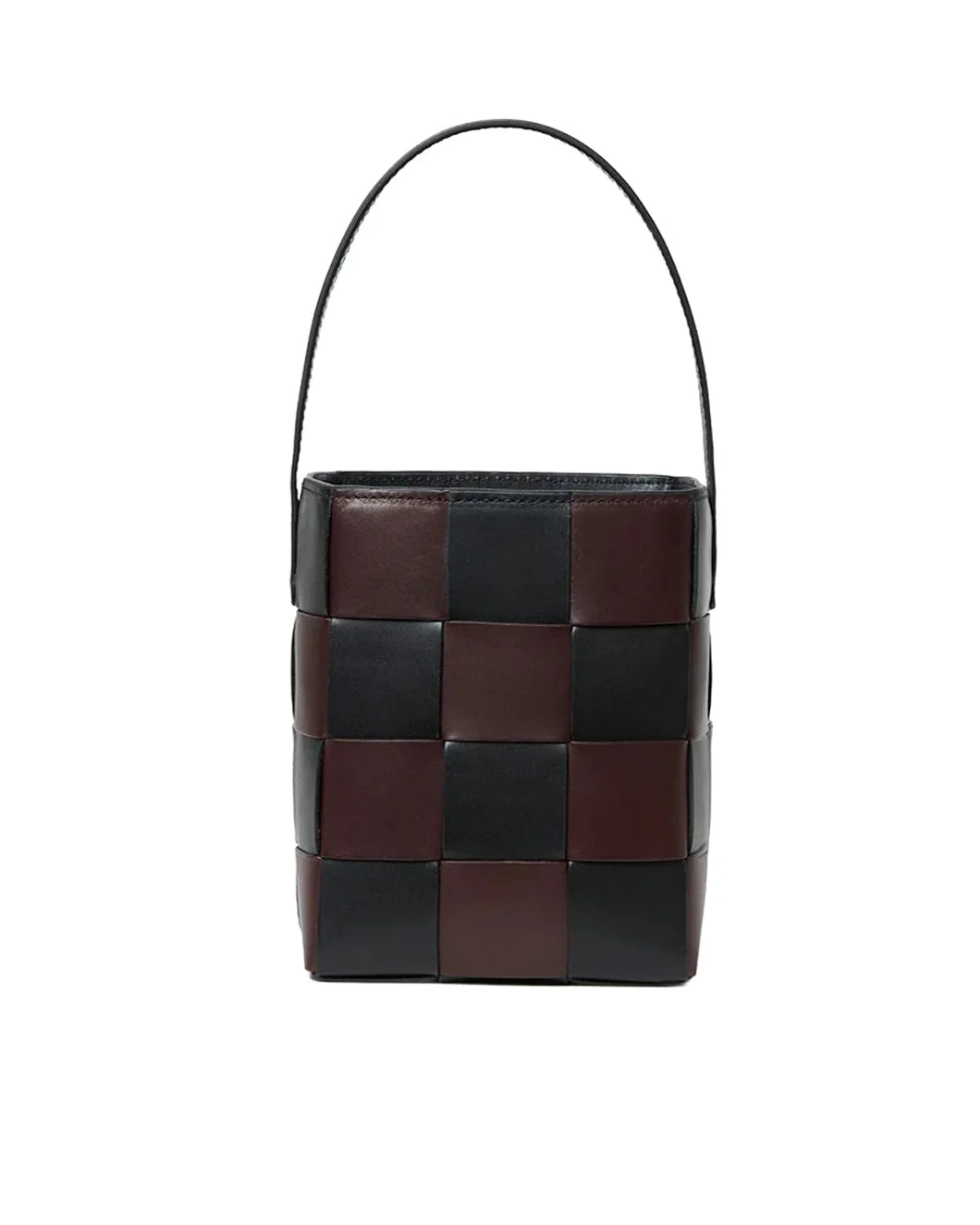 Loeffler Randall laith wide woven top handle black espresso front isolated