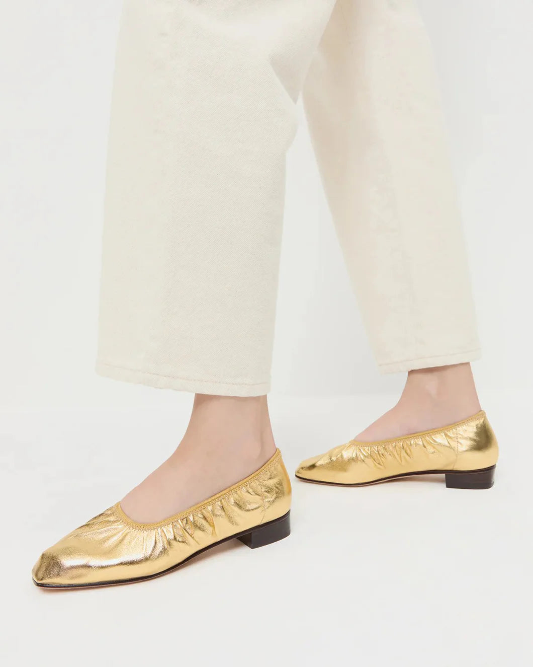 Loeffler Randall tove leather ballet flat gold on figure