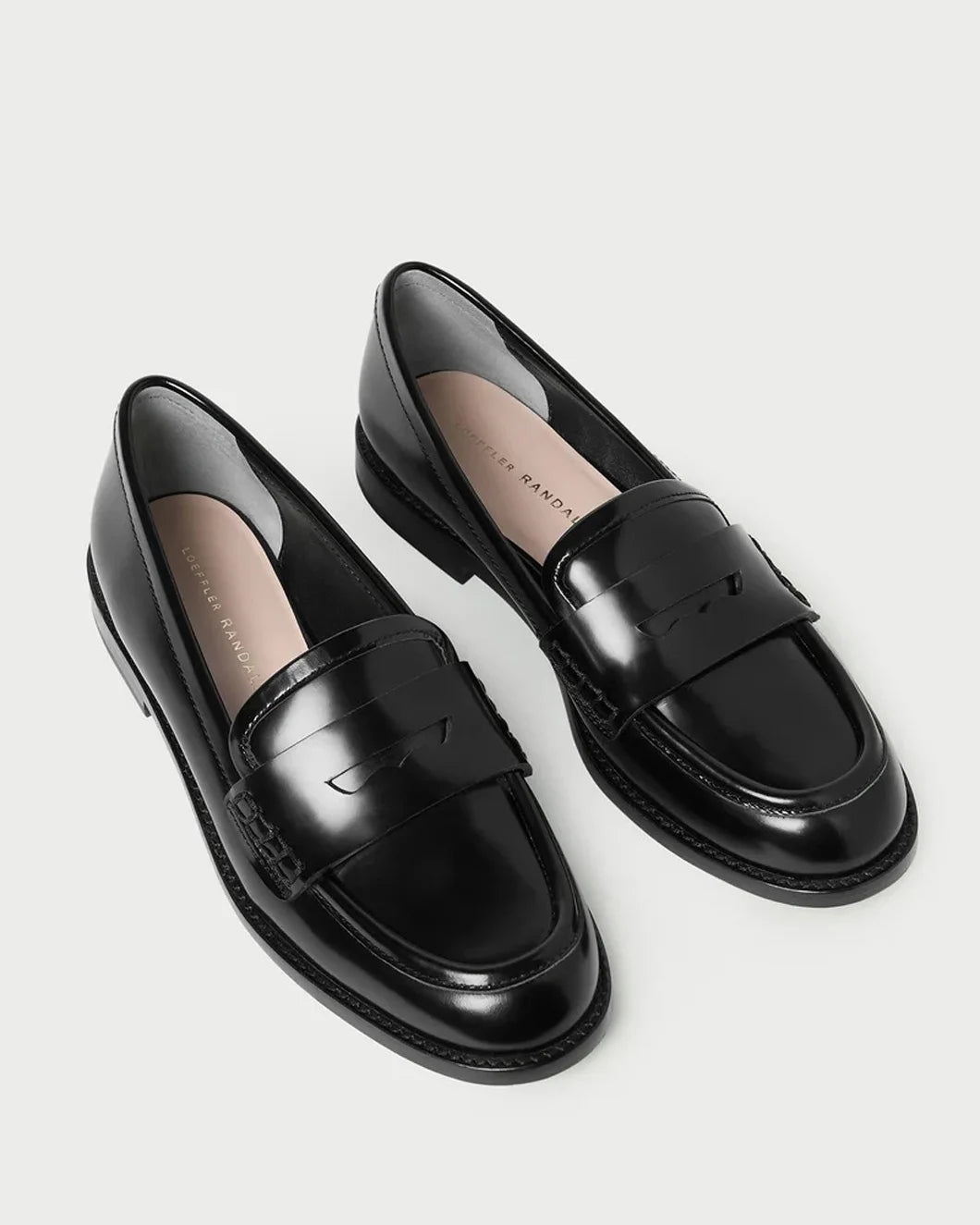 LOEFFLER RANDALL Rachel Black Leather Loafer side 1