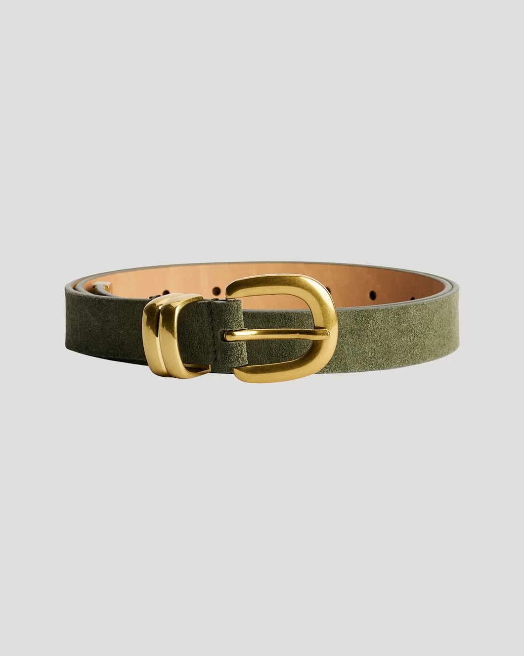 MALENE BIRGER Zoilo suede belt deep lichen green isolated