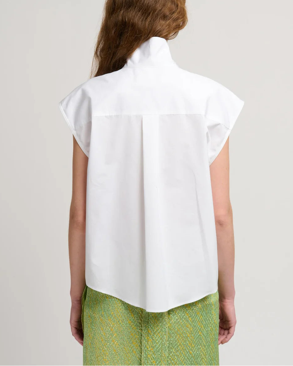 MARNI Cotton Poplin Cap Sleeve Blouse on figure back