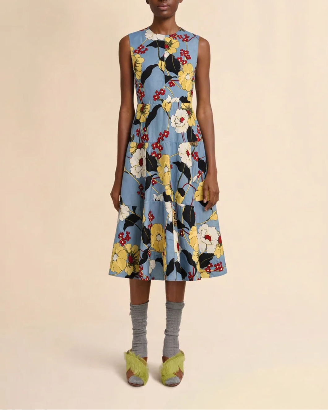 MARNI printed melodia flowers poplin sky on figure front