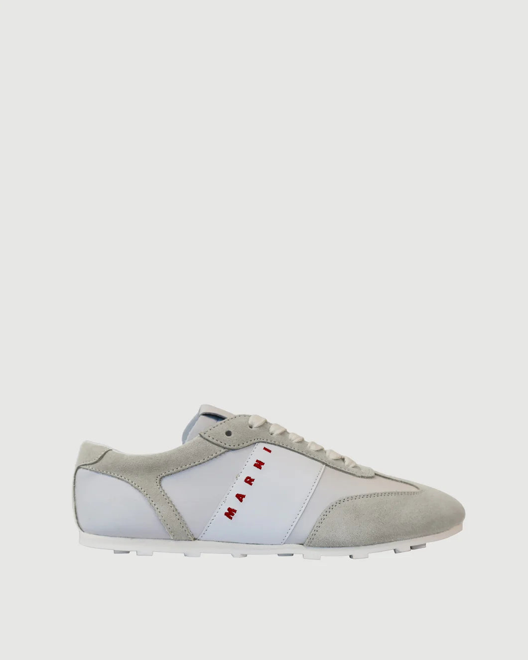 MARNI soccer sneaker lily white gray on figure side