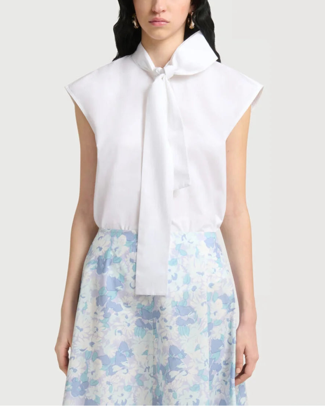 MARNI Cotton Poplin Cap Sleeve Blouse on figure front 1
