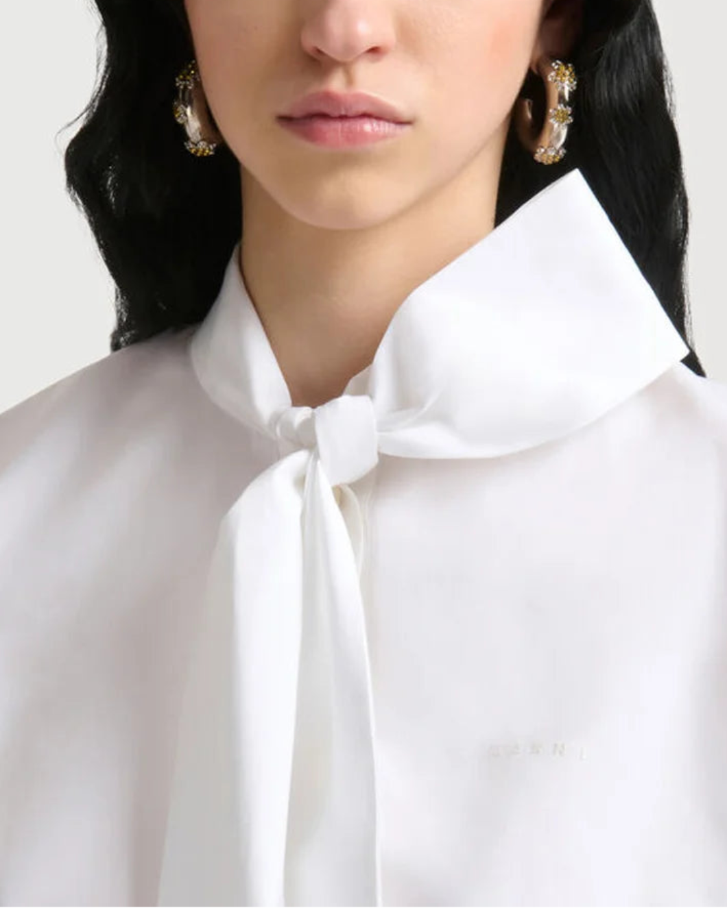 MARNI Cotton Poplin Cap Sleeve Blouse on figure front detail