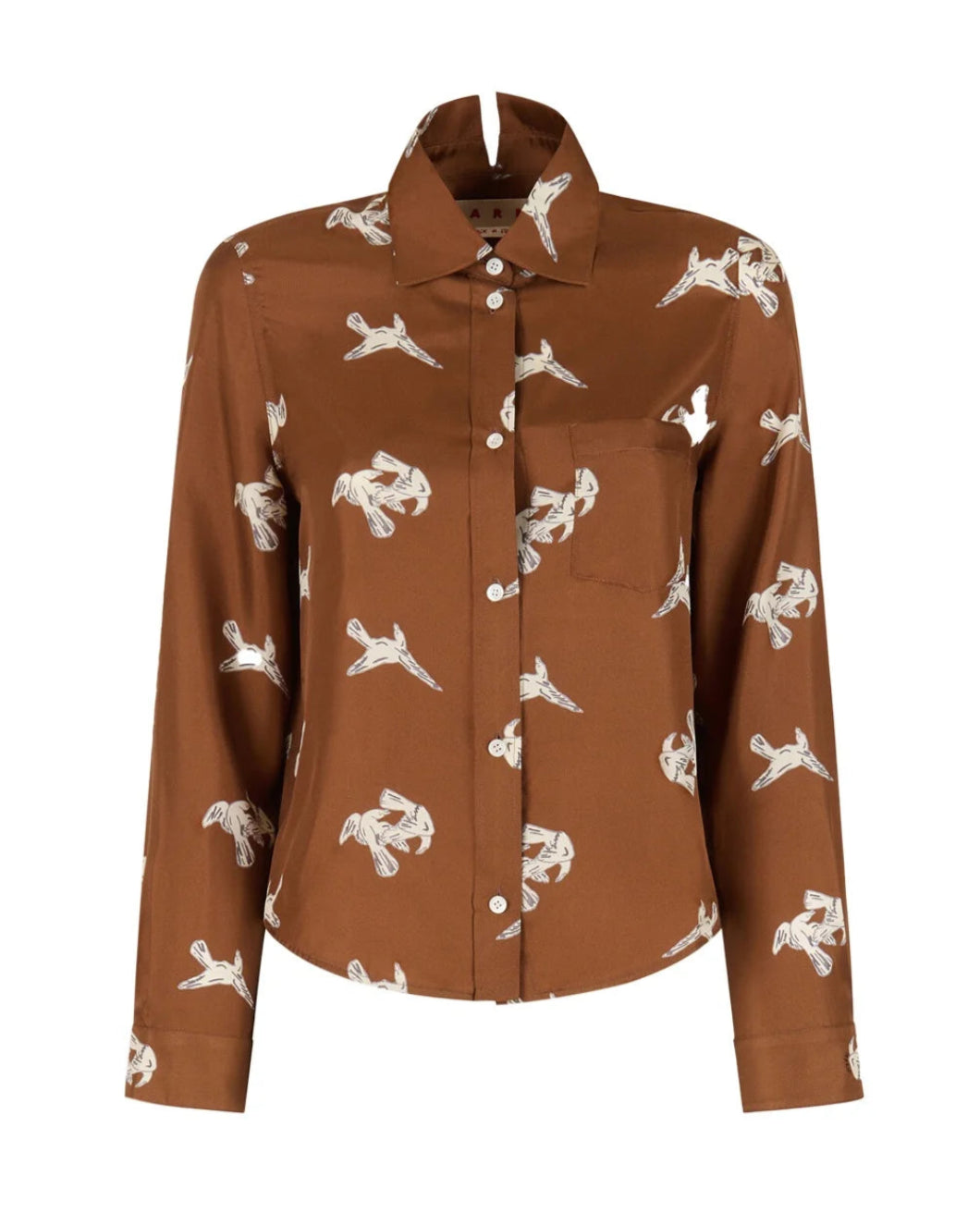 MARNI ravens silk twill printed blouse front isolated