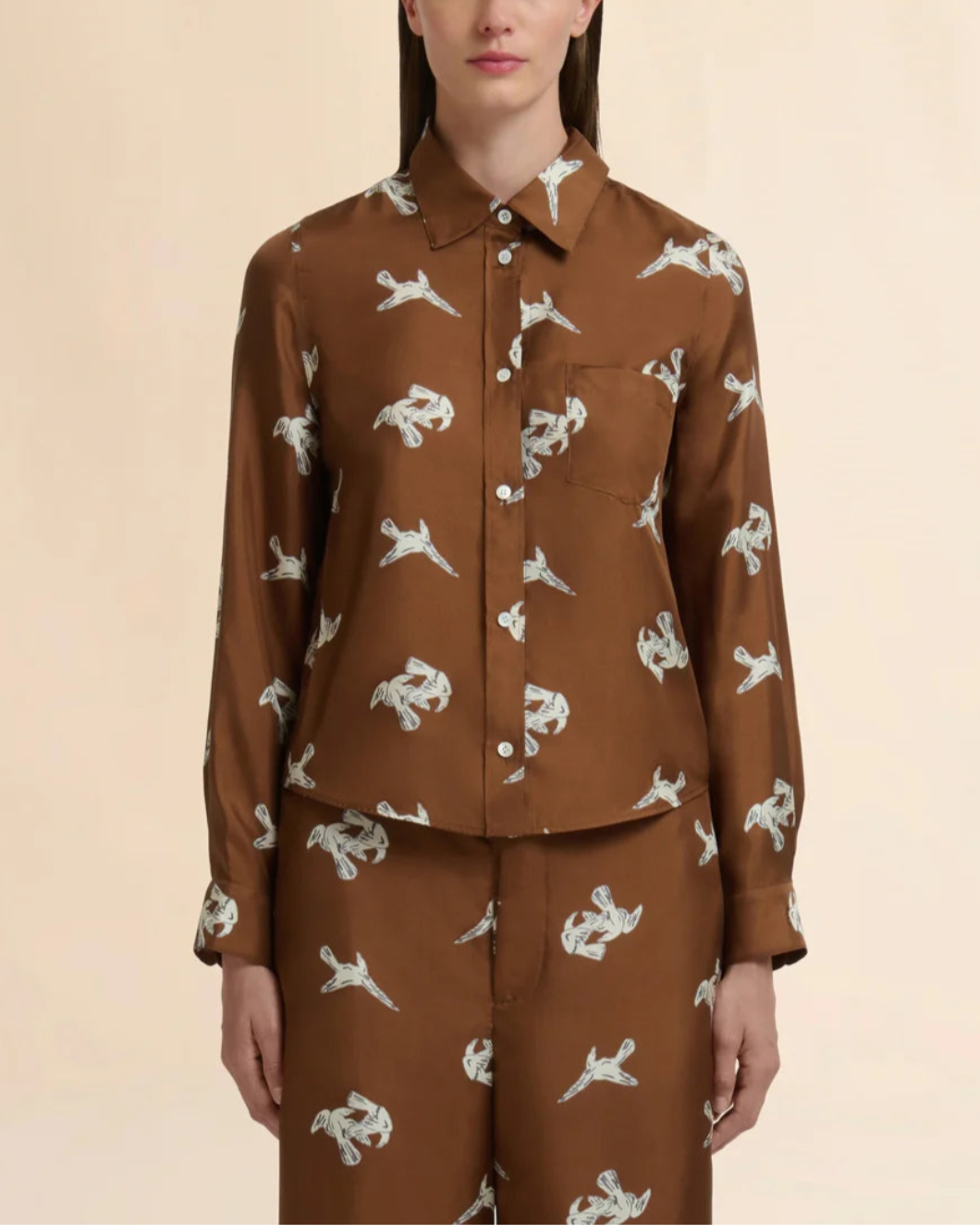 MARNI ravens silk twill printed blouse on figure front