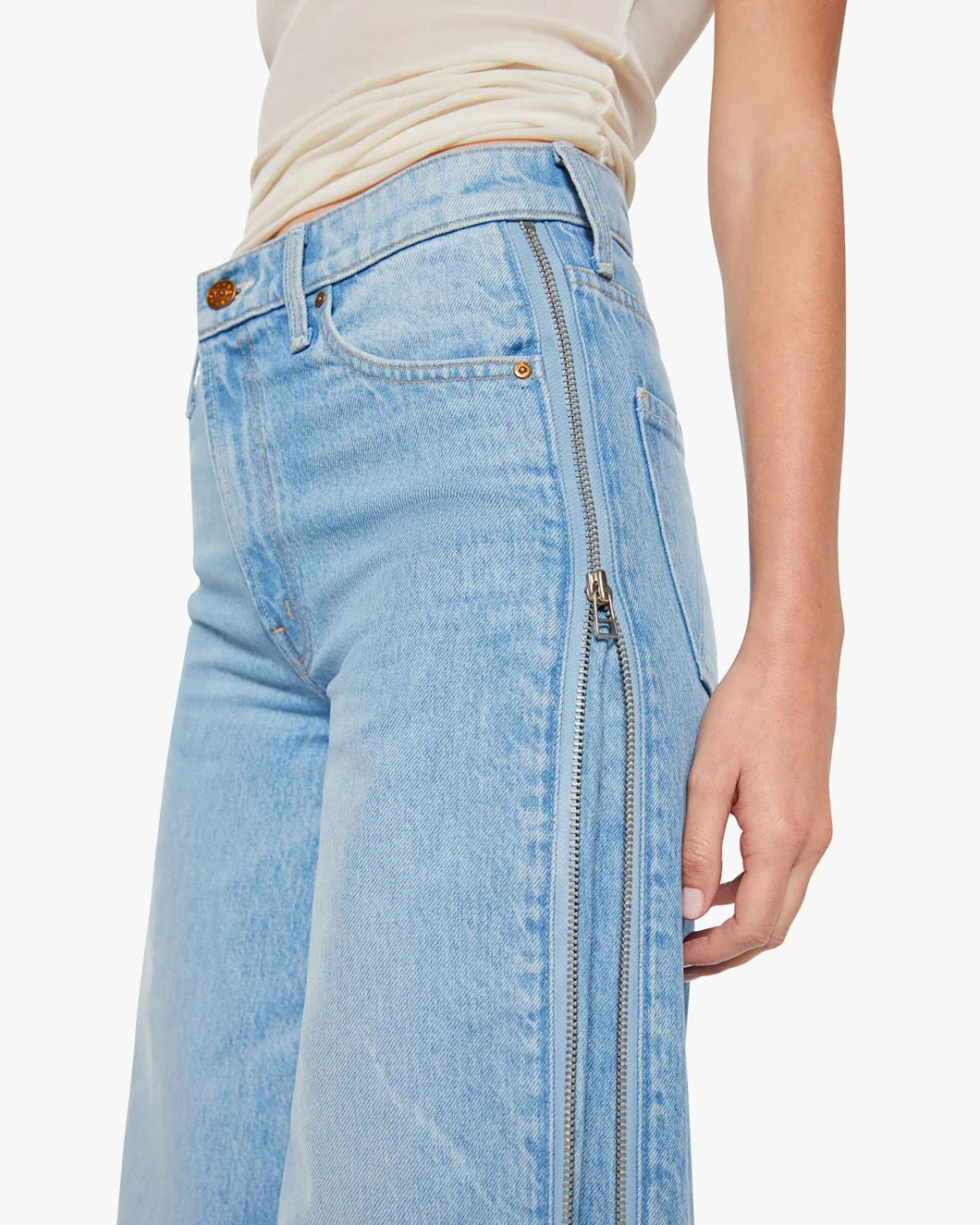 MOTHER side zip slung sugar cone sneak m on figure side detail