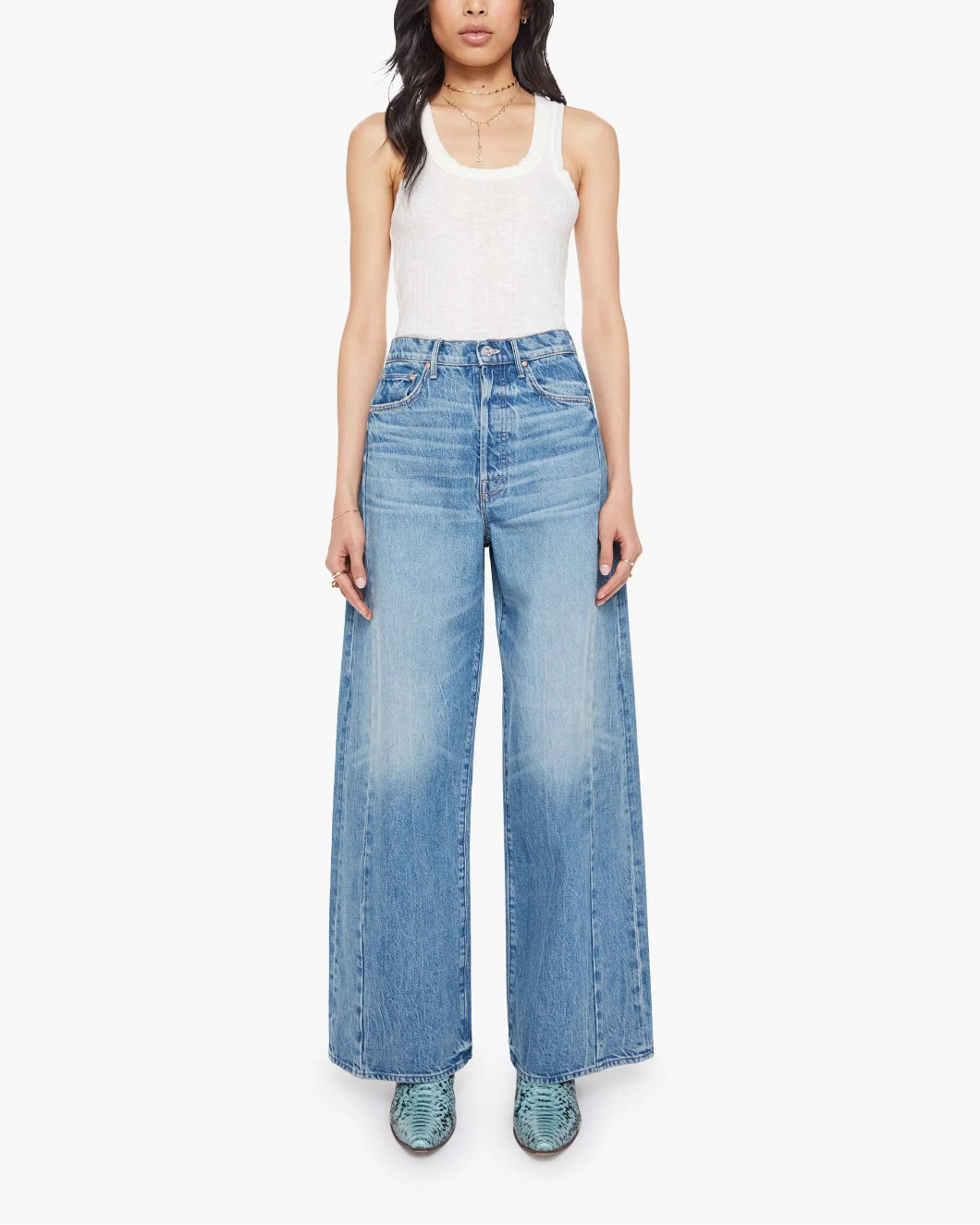 MOTHER DENIM the pipe dream button sneak on figure front