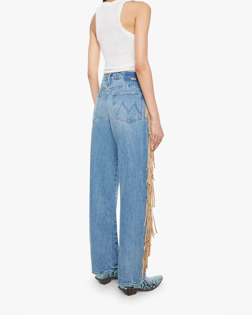 MOTHER folk star fringe half pipe button sneak on figure back
