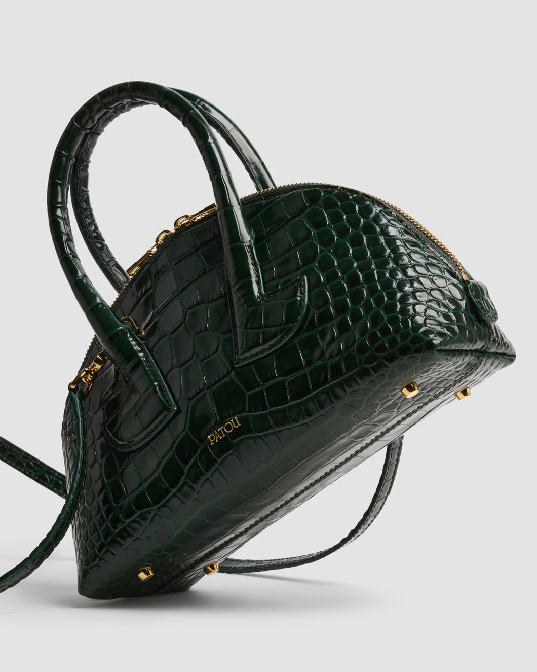 patou bowling bag garden green croc effect