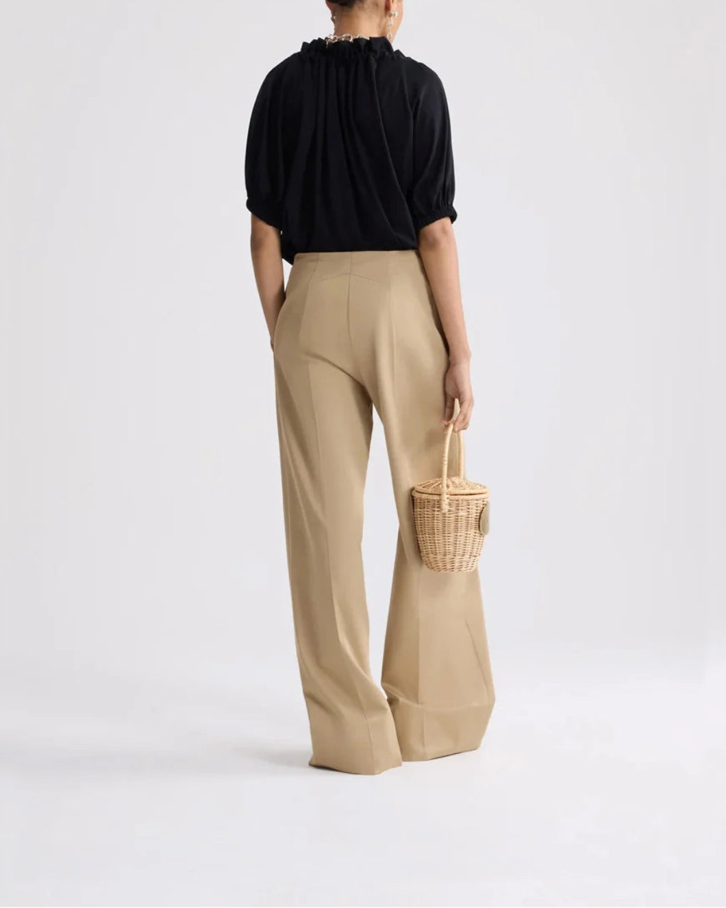 PATOU Drawstring T-Shirt in Organic Cotton black on figure back