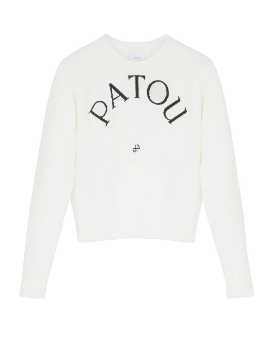 patou white wool blend long sleeve jumper sweater