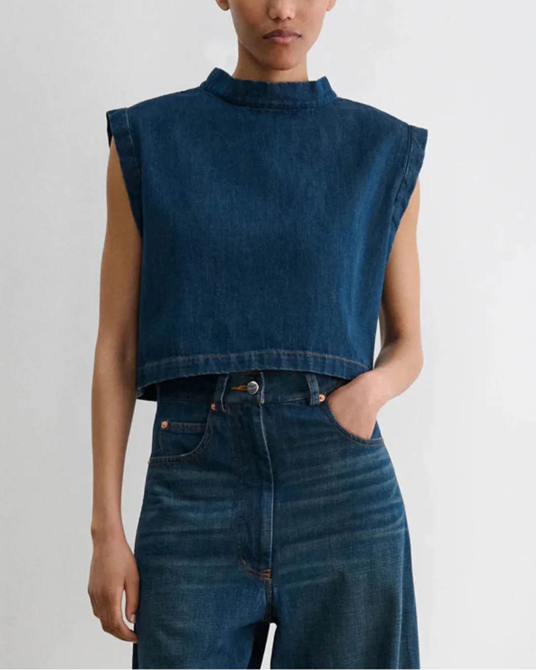 RACHEL COMEY Bacchus top muddy indigo on figure front