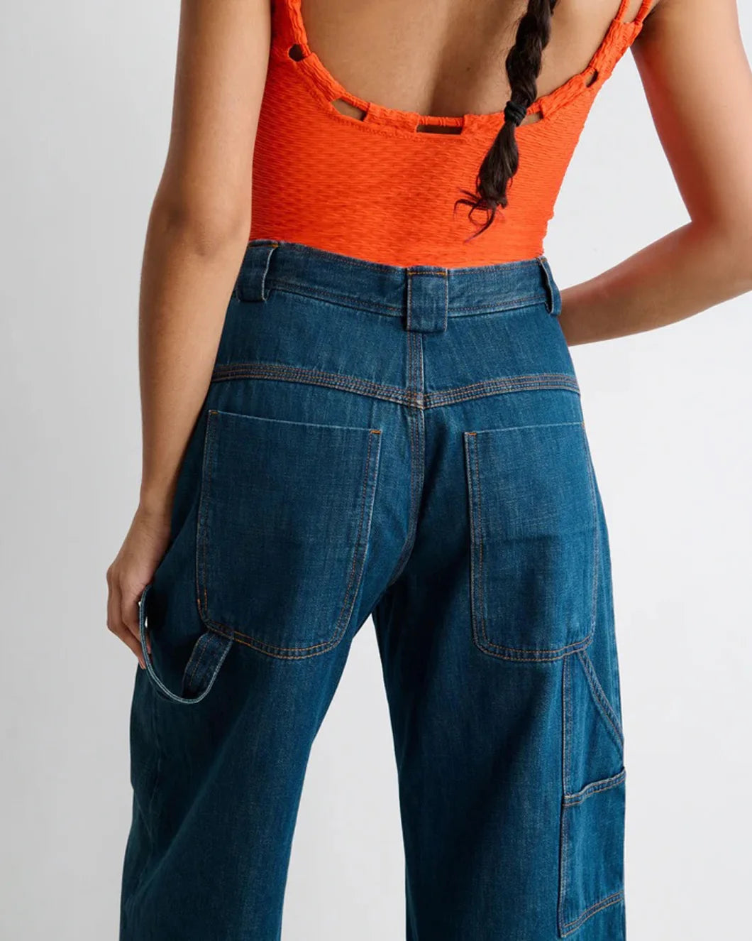 RACHEL COMEY Carpen Pant muddy indigo on figure back detail