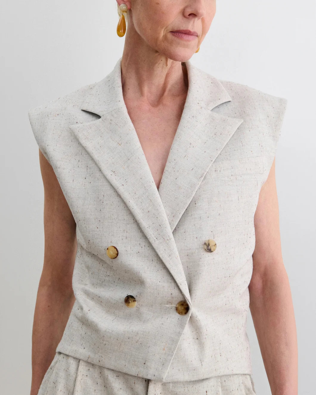 RACHEL COMEY Comeau vest grey on figure front detail