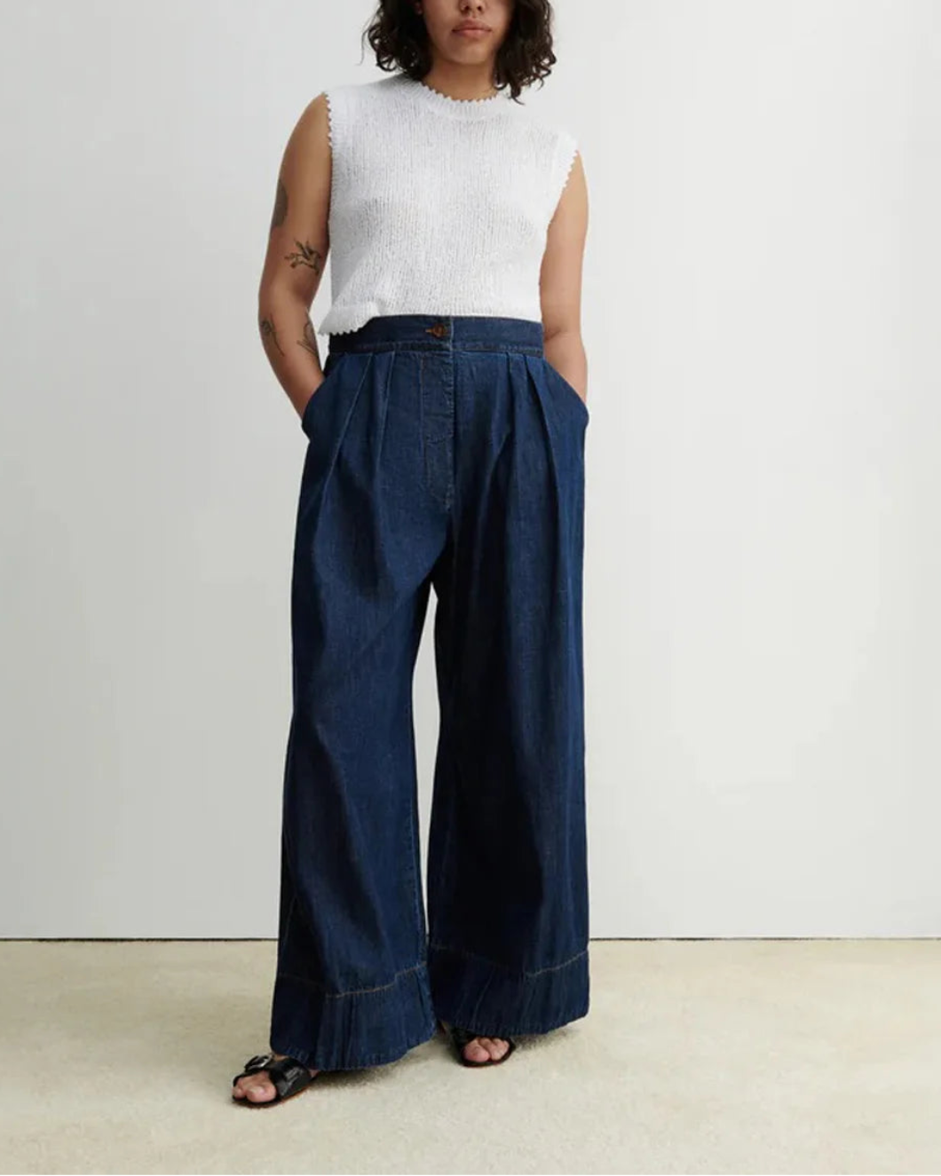 RACHEL COMEY Coxcone pant dark indigo on figure front