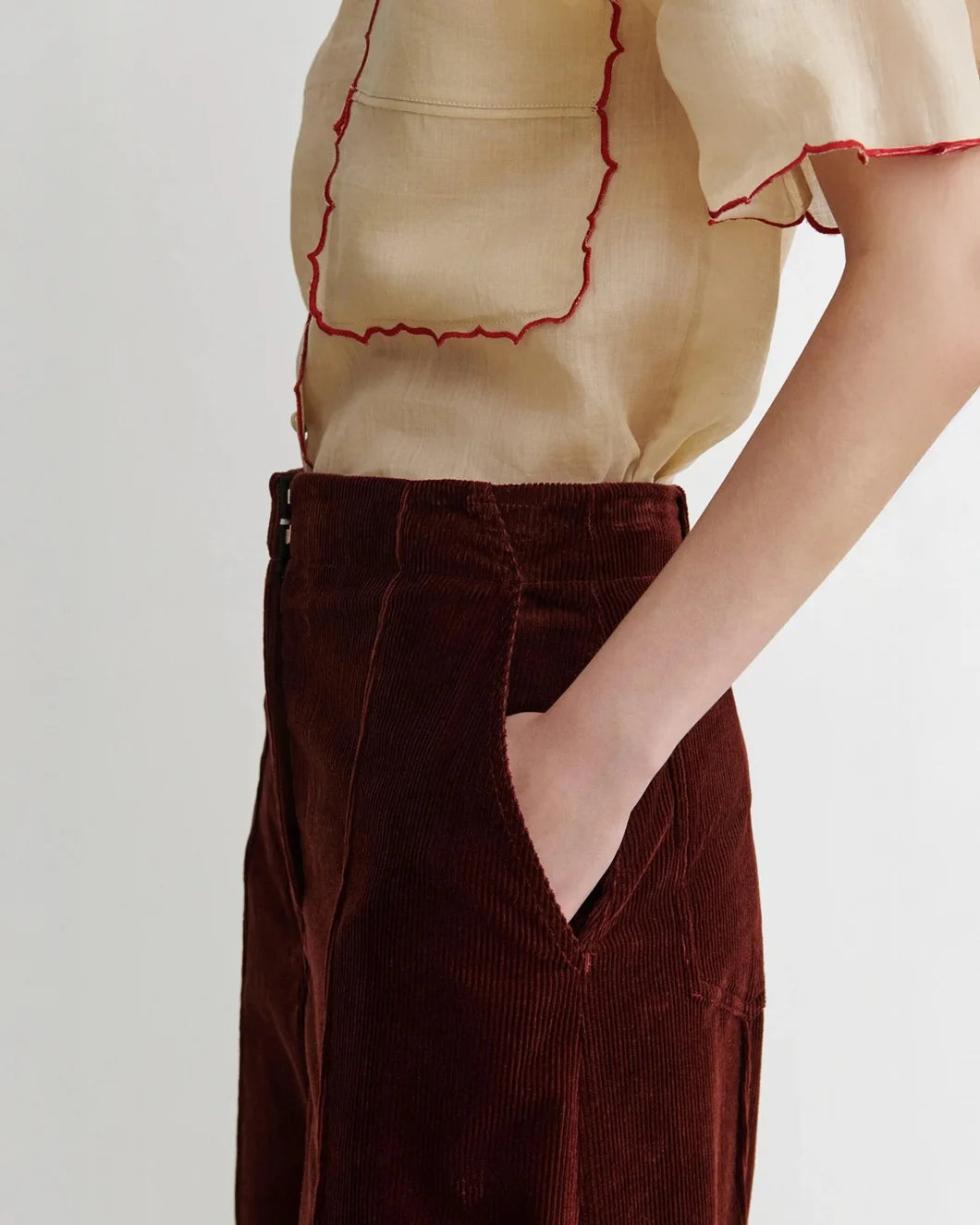 RACHEL COMEY Lanett Pant brick red on figure side