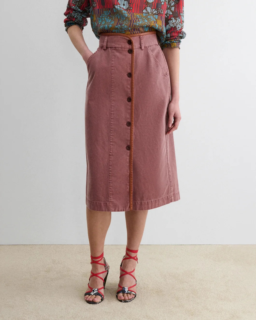 RACHEL COMEY Hanford Skirt clay on figure front