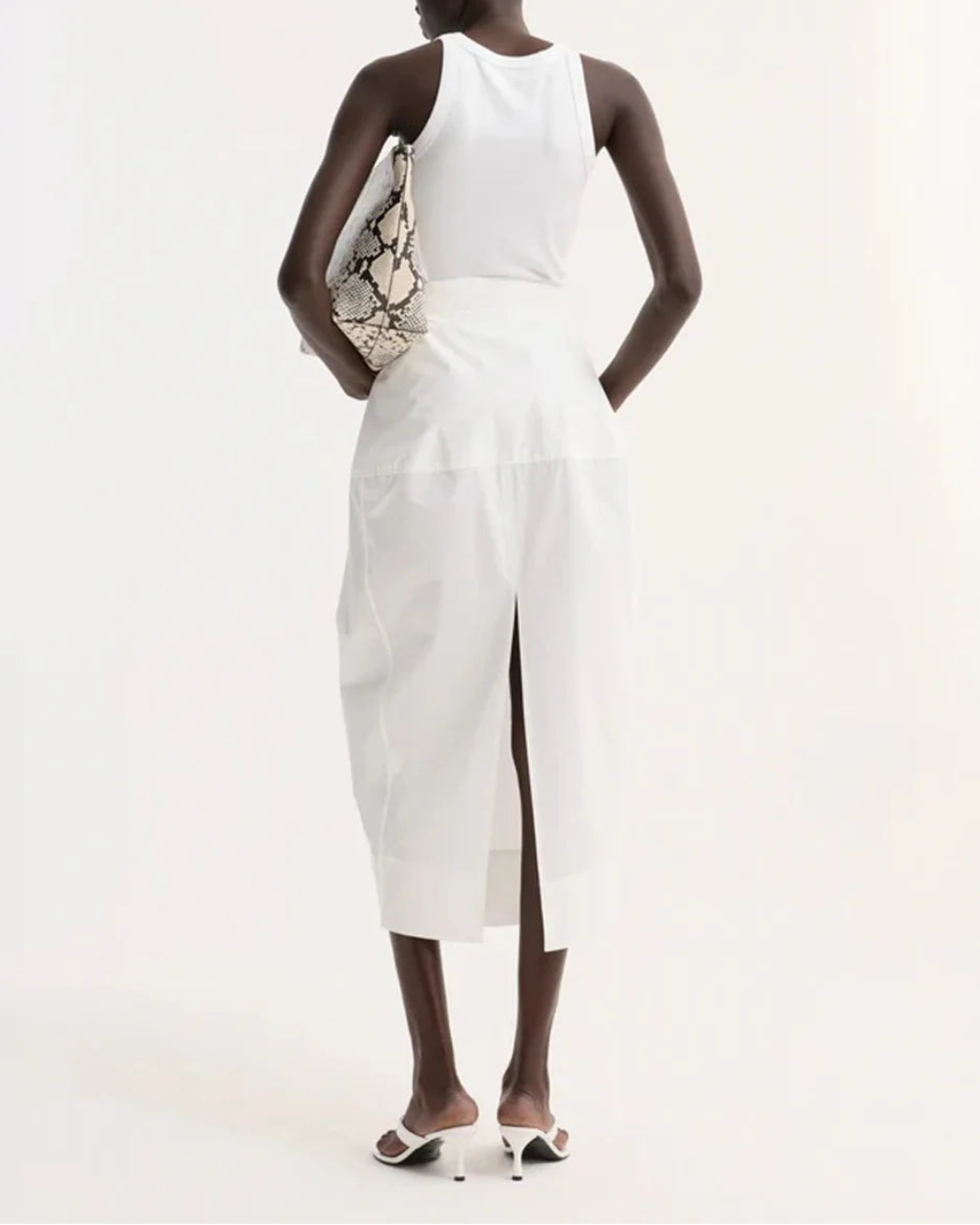 ROHE Sculptural Poplin Skirt-Optic White on figure back