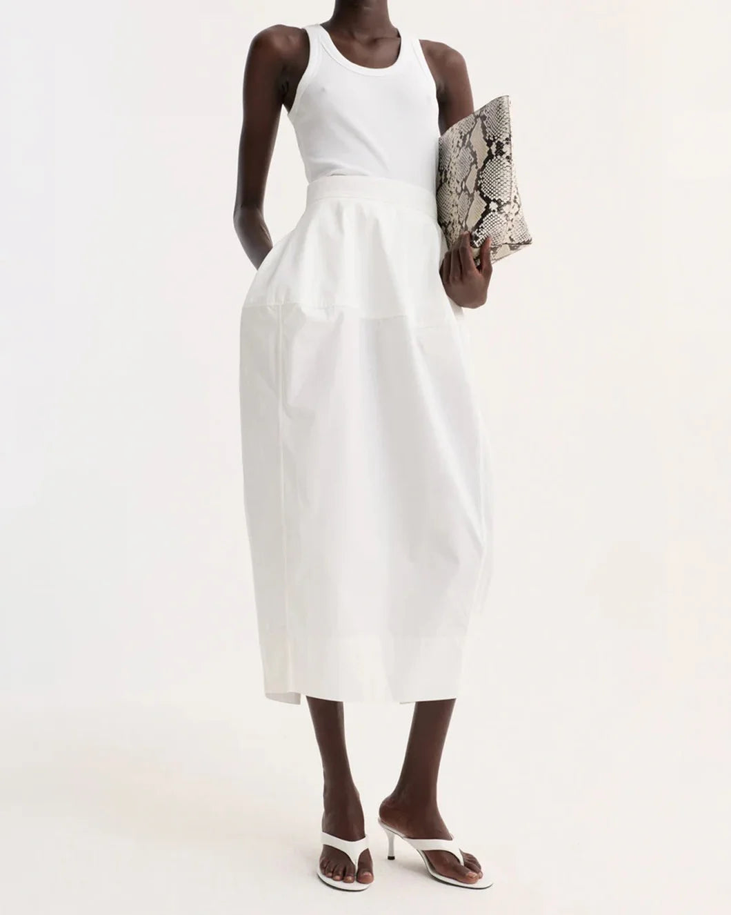 ROHE Sculptural Poplin Skirt-Optic White on figure front 1