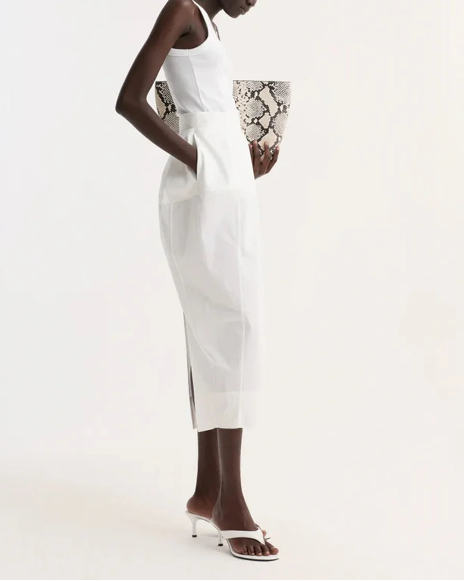 ROHE Sculptural Poplin Skirt-Optic White on figure side