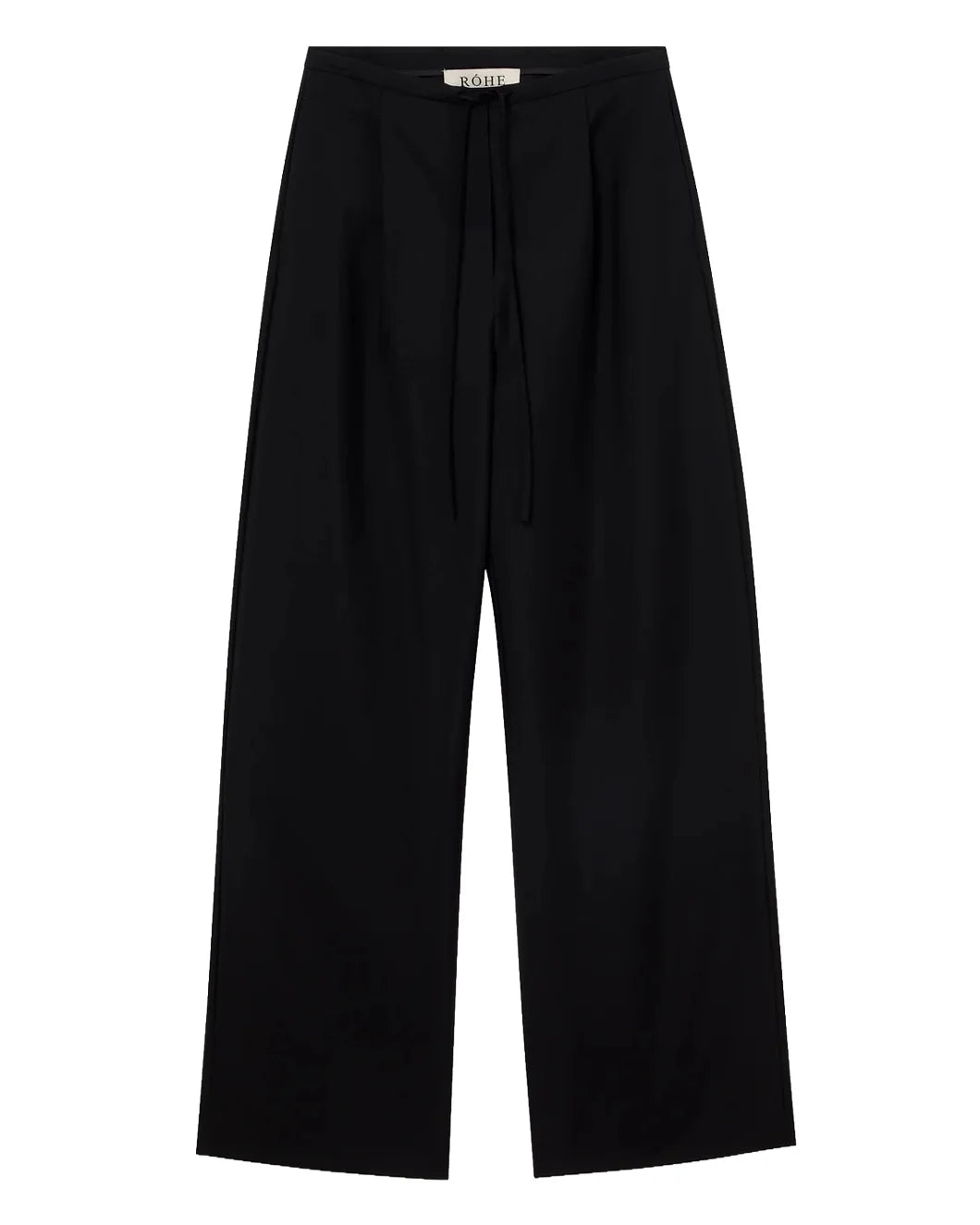 ROHE relaxed drawstring trousers black front isolated