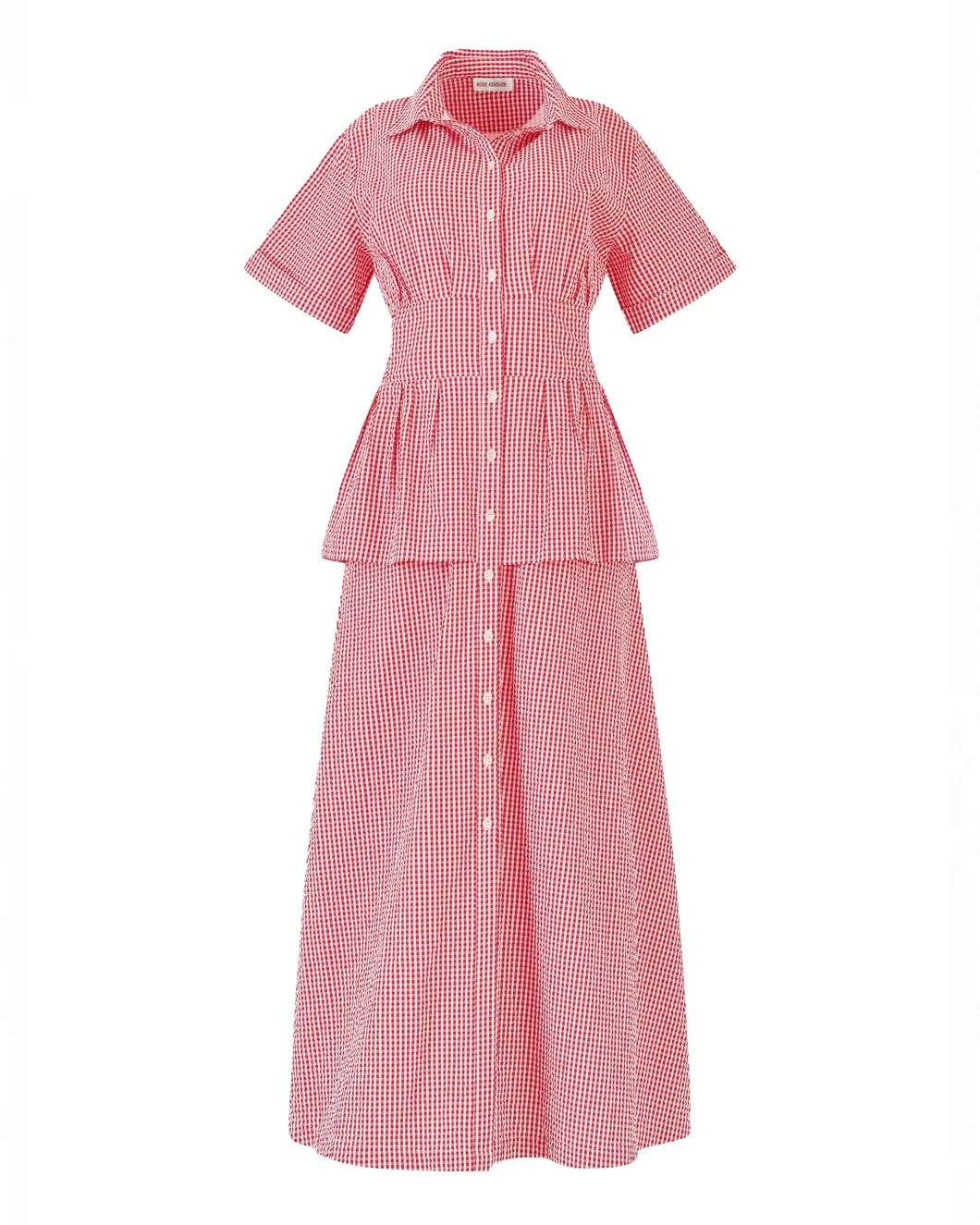 ROSIE ASSOULIN boogie woogie bugle bot dresss red gingham front isolated