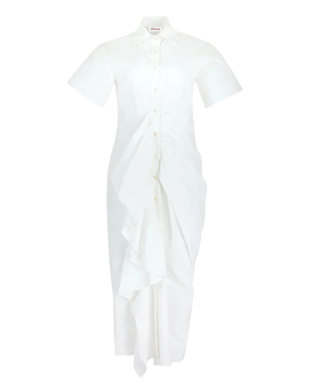 ruffle shirt dress Gathered Ruffle Shirt Dress 2 / White
