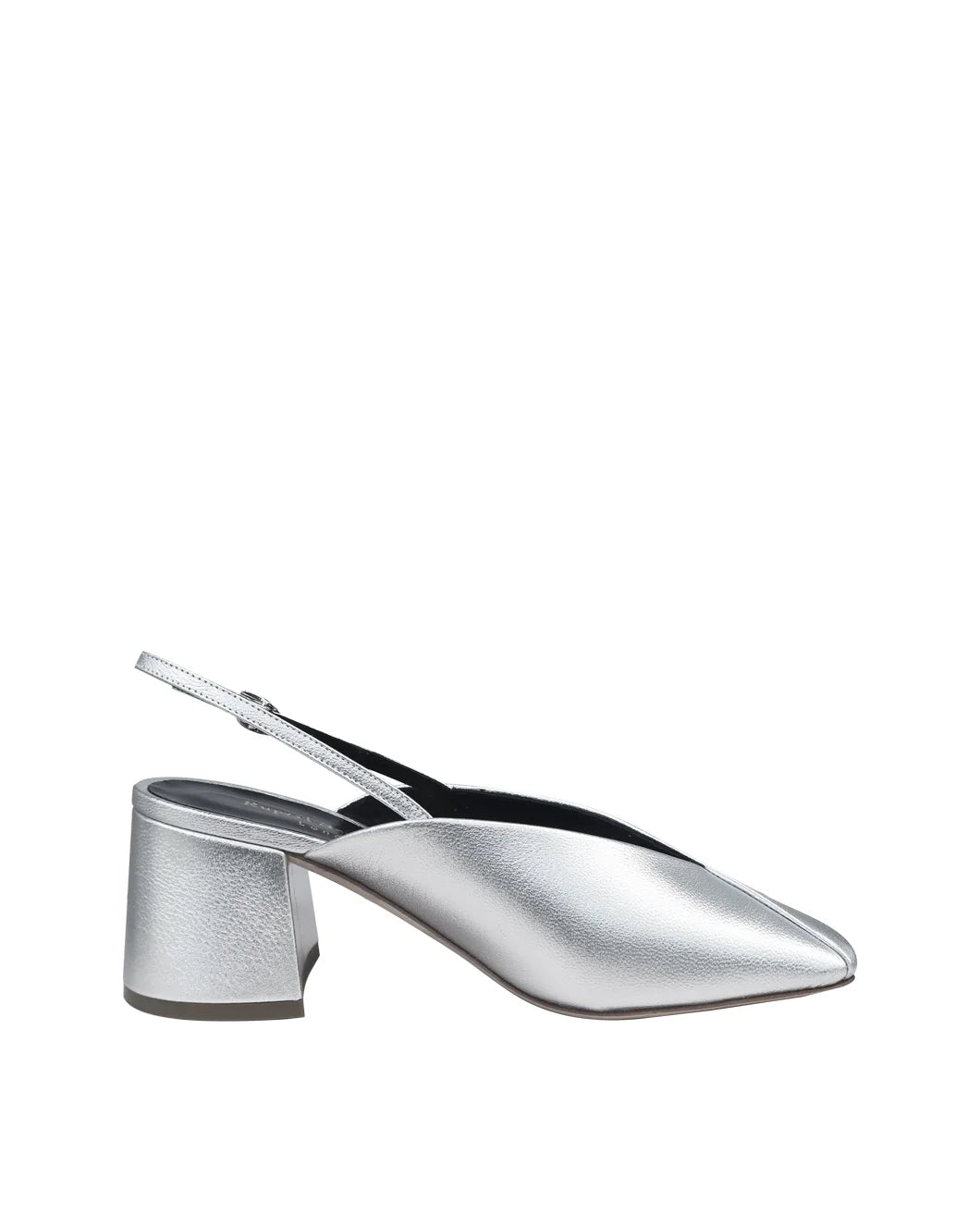 RUPERT SANDERSON Marquito Heel Silver side isolated