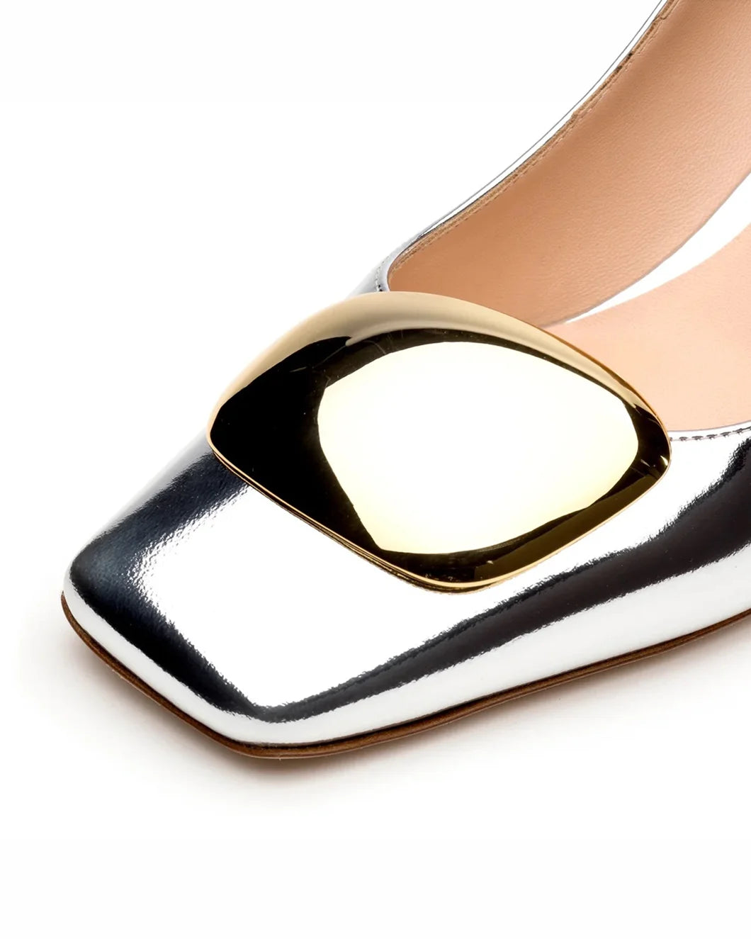 RUPERT SANDERSON Naxos Pump Silver front detail