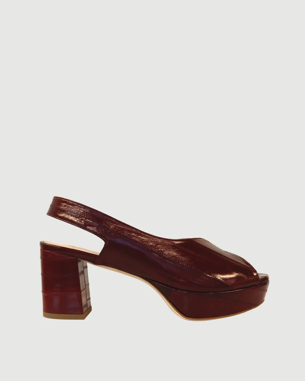 Rupert Sanderson marconi platform heel merlot front isolated