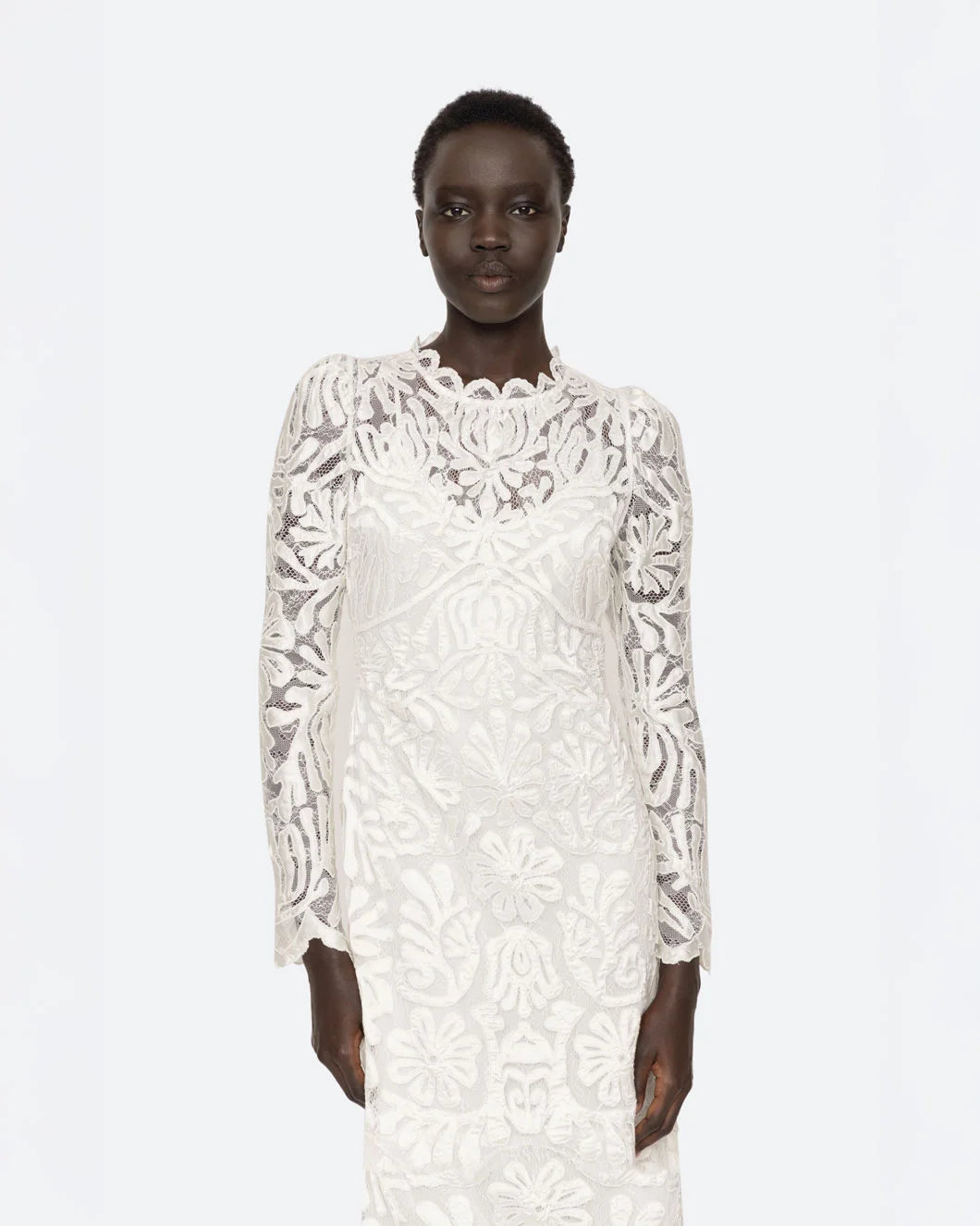 sea ny Agathe Applique Dress cream on figure front