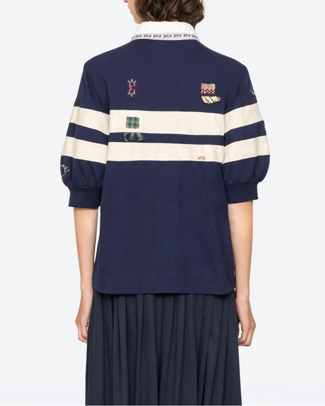 SEA NY Claira Shirt Blue/White on figure back